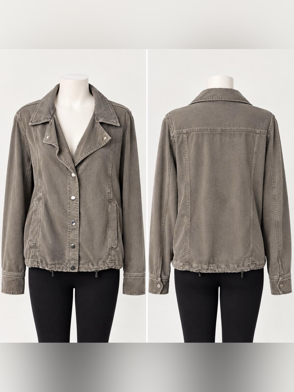 Nicole Miller Taupe Military Style Jacket Size XL Rayon Blend Casual FallFashion